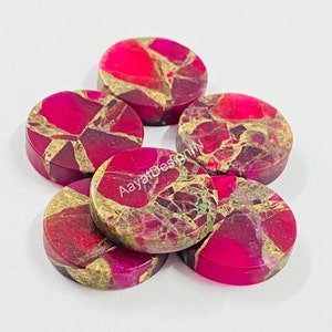 Natural Ruby Copper Turquoise Round Coin Flat Both Side Discs Gemstone 5, 6 ,7 ,8, 9, 10, 12, 13, 14, 15, 16, 17, 18, 19, 20 MM
