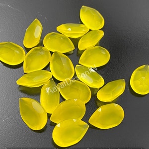 Natural Yellow Chalcedony Loose Calibrated Gemstone Pear Faceted Cut 3X5,4X6,5X7,6X9,7X9,8X10,10X14,12X16,13X18,15X20,16X22,18X25MM