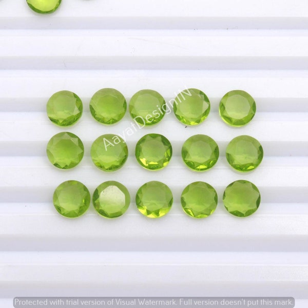 AAA Quality Peridot Round Synthetic Quartz Faceted Cut Loose Calibrated Gemstone 3,4,5,6,7,8,10,11,12,15,16,17,18,19,20,22,25,27,30MM