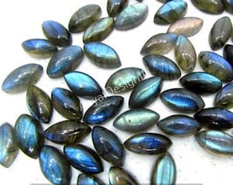 Natural Blue Fair Labradorite Marquise Cabochon Loose Calibrated Gemstone  3x6, 4x8, 5x10, 6x12, 7x14, 8x16, 9x18, 10x20 MM