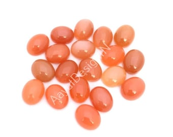 Natural Peach Moonstone Oval Cabochon, Calibrated Gemstone (3x5MM-18x25MM)