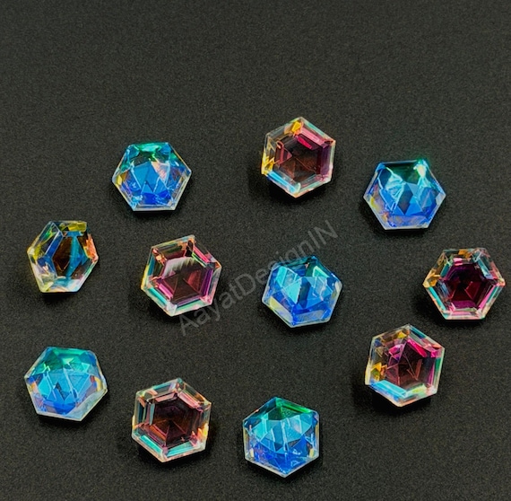 Angel Aura Quartz Hexagon Faceted Cut Loose Calibrated Gemstone 3,4,5,6,7,8,9,10,11,12,13,14,15,16,17,18,19,20MM