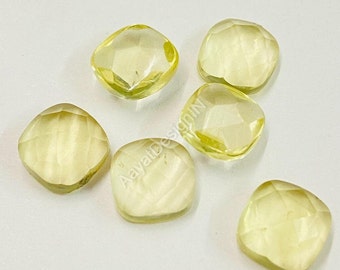 Natural Lemon Quartz Gemstone, Square Rose Cut, AAA Quality (5MM-20MM)