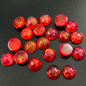 Natural Red Ethiopian Opal Cabochon, Round Calibrated Gemstone (3MM-6MM)
