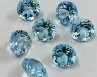 TOP Quality Natural Sky Blue Topaz Round Faceted Cut Loose Calibrated Gemstone 3MM,4MM,5MM,6MM,7MM,8MM,9MM,10MM