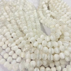 Top Quality Selenite Beads Natural Round Loose Gemstone Beads 15.&quot;Strand Beads Gemstone/ 6MM,8MM, Bulk Lot Options