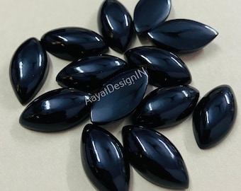 Cabochon Marquise in onice nero, pietra preziosa calibrata (5x10-10 x 20 mm)