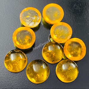 Natural Baltic Amber Round Cabochon Loose Calibrated Gemstone Size 3, 4, 5, 6, 7, 8, 9, 10, 11, 12, 13, 14, 15, 16, 17, 18, 19, 20MM