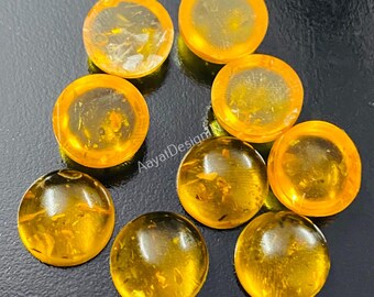 Natural Baltic Amber Round Cabochon Loose Calibrated Gemstone Size 3, 4, 5, 6, 7, 8, 9, 10, 11, 12, 13, 14, 15, 16, 17, 18, 19, 20MM