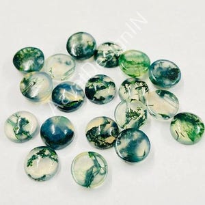 AAA Quality Green Moss Agate Round Smooth Cabochon For Jewelry Making 3MM, 4MM, 5MM, 6MM, 7MM, 8MM, 9MM, 10MM, 11MM, 12MM, 13MM, 14MM, 15MM