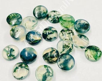 AAA Quality Green Moss Agate Round Smooth Cabochon For Jewelry Making 3MM, 4MM, 5MM, 6MM, 7MM, 8MM, 9MM, 10MM, 11MM, 12MM, 13MM, 14MM, 15MM