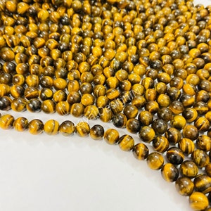 Yellow Tiger Eye Beads Grade AAA Genuine Natural Gemstone Round Loose Beads 15. inch Strands 4mm,6mm,8mm,10mmBulk Lot Options
