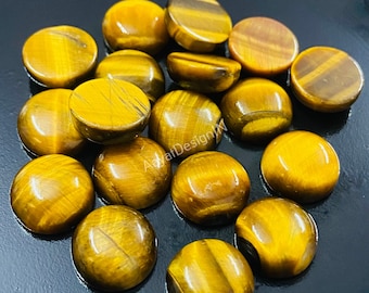 AAA Quality Natural Tiger'Eye Round Cabochon Loose Calibrated Gemstone 3,4,5,6,7,8,9,10,11,12,13,14,15,16,17,18,19,20,22,25,30,35,40,MM