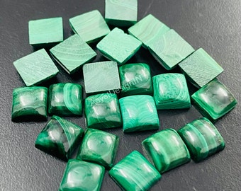 AAA Quality Natural malachite Square Cabochon Loose Calibrated Gemstone 3,4,5,6,7,8,9,10,11,12,13,14,15,16,17,18,19,20MM