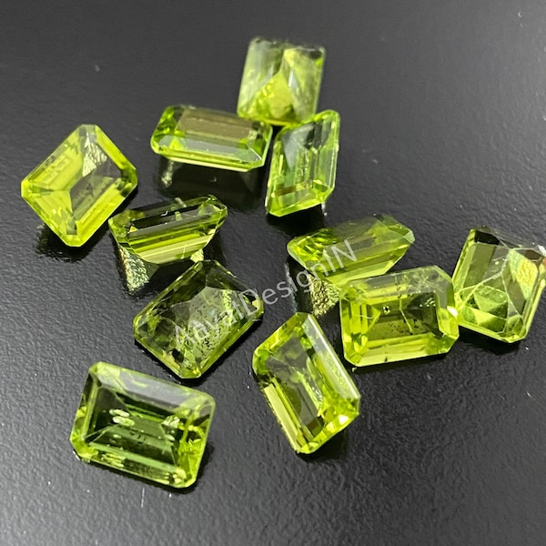 AAA+ Quality Natural Peridot Octagon Faceted Cut Loose Gemstone 3x5mm, 4x6mm,5x7mm,6x8mm