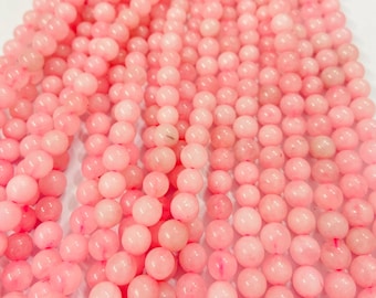 Natural Rose Quartz Round Beads, 15 Inch Strand, Gemstone Supplies