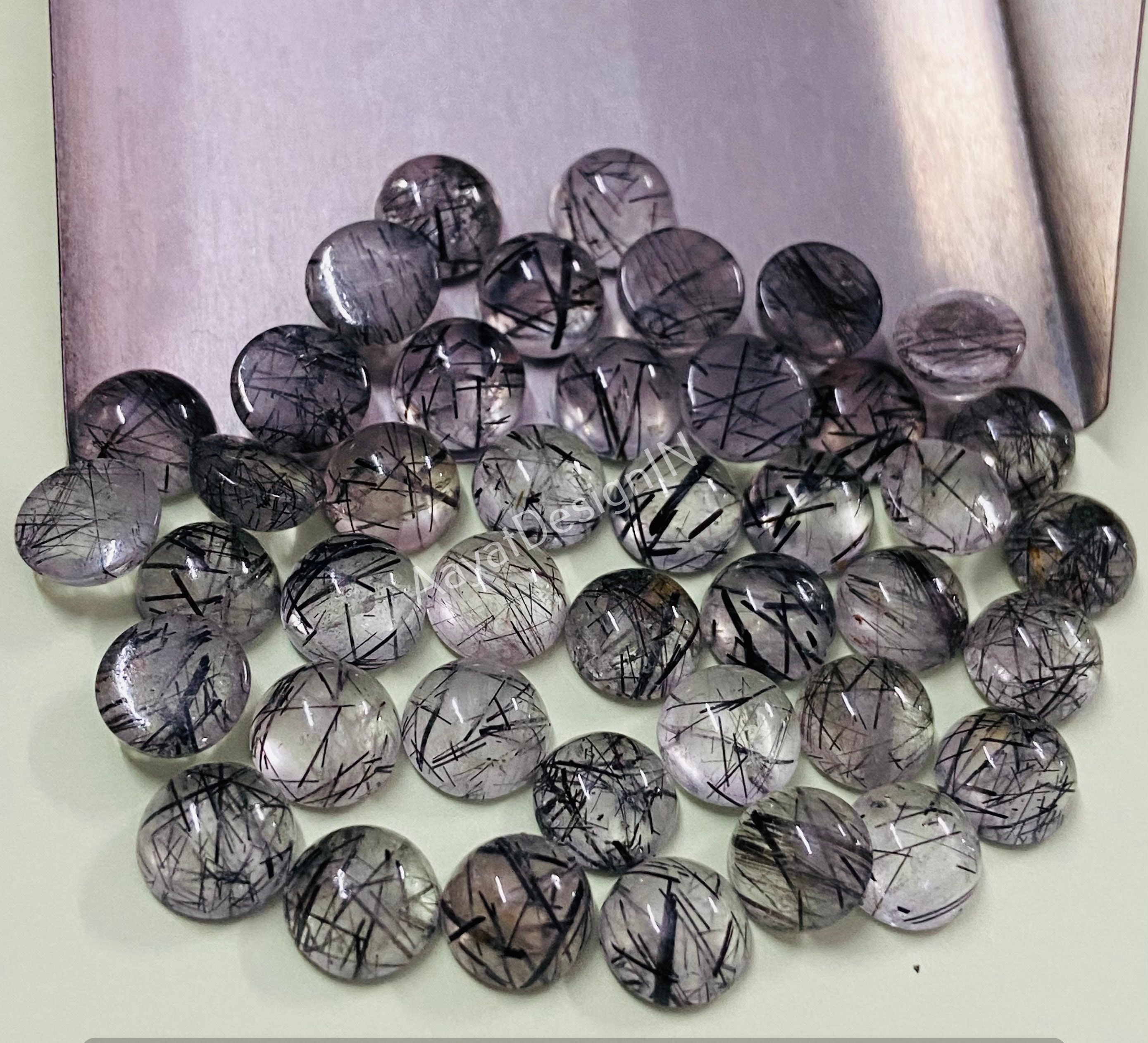 AAA Quality Natural Black Rutile Round Cabochon Loose Calibrated Gemstone For Jewelry Designing 3, 4, 5, 6, 7, 8, 9, 10, MM