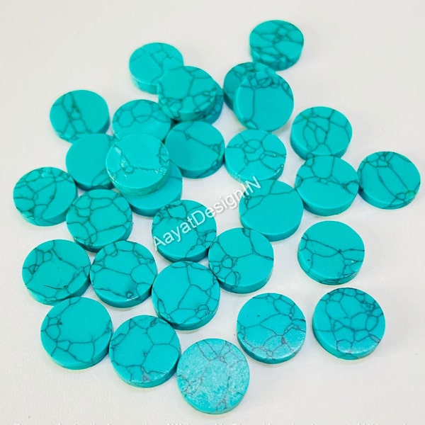 AAA Quality Turquoise Round Coin Flat Both Side Discs Gemstone 5, 6 ,7 ,8, 9, 10, 12, 13, 14, 15, 16, 17, 18, 19, 20 MM