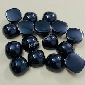 AAA Quality Natural Black Onyx Cushion Cabochon Loose Calibrated Gemstone 3,4,5,6,7,8,9,10,11,12,13,14,15,16,17,18,19,20MM