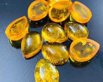 AAA Baltic Amber Pear Cabochon, Loose Gemstone (3x5-18x25MM)