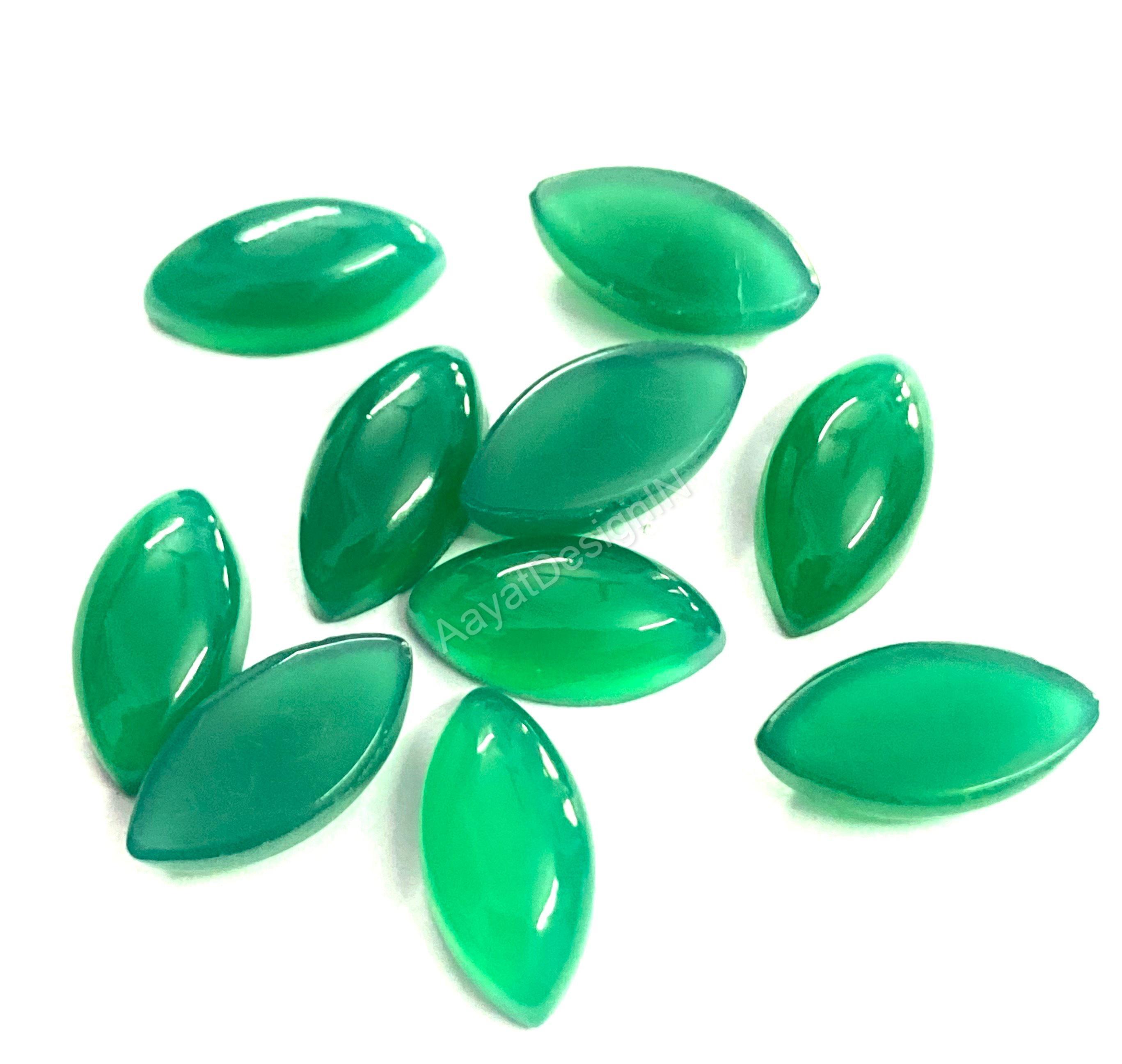 天然グリーンオニキス マーキスカボション宝石、AAA品質 (5x10-10 x 20