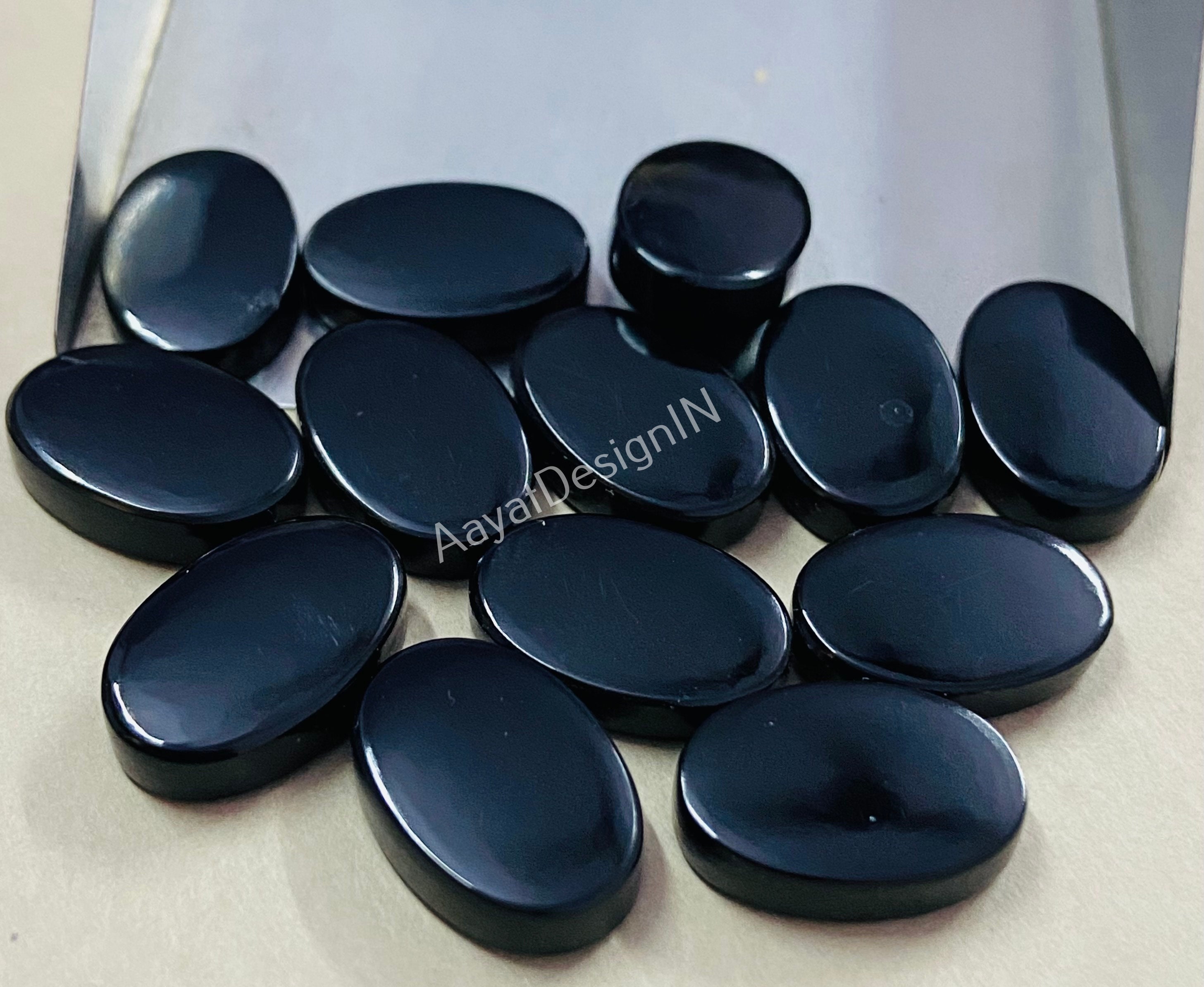 Natural Black Onyx Flat Oval Coin Loose Calibrated Gemstone ,3x5,4x6 ...