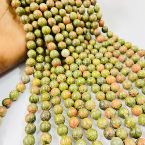 Genuine Natural Unakite Green Gemstone Grade Round Beads Loose Beads 15. inch Strands 4mm,6mm,8mm,10mmBulk Lot Options
