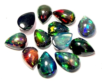 Natural Ethiopian Black Opal Pear Cabochon (7x10 Mm) - Etsy