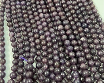 Natural Lepidolite Beads, Round Gemstone, 15" Strand (6MM, 8MM, 10MM)