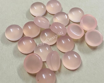 Cabochon rond calcédoine rose naturelle, pierres précieuses calibrées en vrac 3,4,5,6,7,8,9,10,11,12,13,14,15,16,17,18,19,20,22,25,30, 35,40 mm