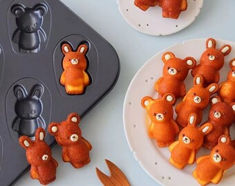 Rabbit Bear Cake Mold,Cute Animal Pudding Mold,Rabbit Mousse Mold,Animal Cake Mold,Cookie With Pattern,Fondant Mould,Baking Mold,Cake Mold