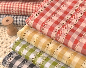 Floral Plaid Fabric,Floral Fabric,Plaid Fabric,Quilting Fabric,Printed Fabric,Dress Fabric,Soft Fabric,DIY Fabric,Fabric By 1/2 Yard