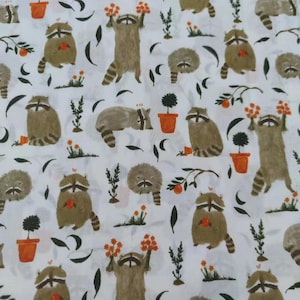 Raccoon Cotton Fabric,Plain Fabric,Clothes Fabric,Quilting Fabric,Cotton Fabric,Printed Fabric,Dress Fabric,Soft Fabric,Fabric By The Yard