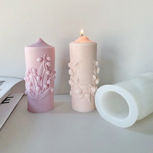 Pillar Candle Mold,Relief Flower Candle Mold,Soap Mold,Scented Candle Mold,Handmade Mold,Candle Making,Silicone Candle Mold,Decoration Mold