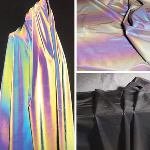 Midnight Reflective Fabric,Reflective Fabric,Laser Fabric,Iridescent Fabric,Designer Fabric,Rainbow Fabric,Clothes Fabric,Fabric By Yard