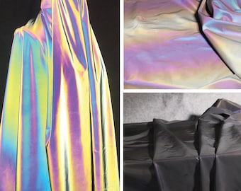 Midnight Reflective Fabric,Reflective Fabric,Laser Fabric,Iridescent Fabric,Designer Fabric,Rainbow Fabric,Clothes Fabric,Fabric By 1/2 Yard