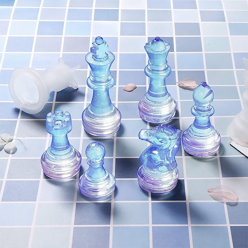 gotyou 6 Stück 3D Checkers Harzform, Schachspiel Epoxidharz Formen