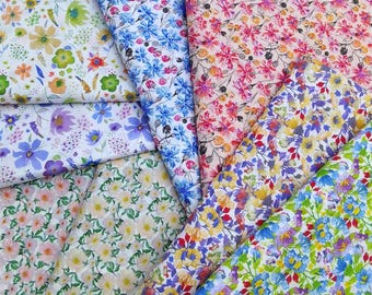 Flower Cotton Fabric,Plain Fabric,Floral Fabric,Quilting Fabric,Cotton Fabric,Printed Fabric,Dress Fabric,Soft Fabric,Fabric By 1/2 Yard