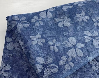 Tela vaquera con flores, tela vaquera lavada, tela jacquard, tela para chaqueta, tela vaquera, tela vaquera, tela para ropa, tela para vestidos, tela de 1/2 yarda
