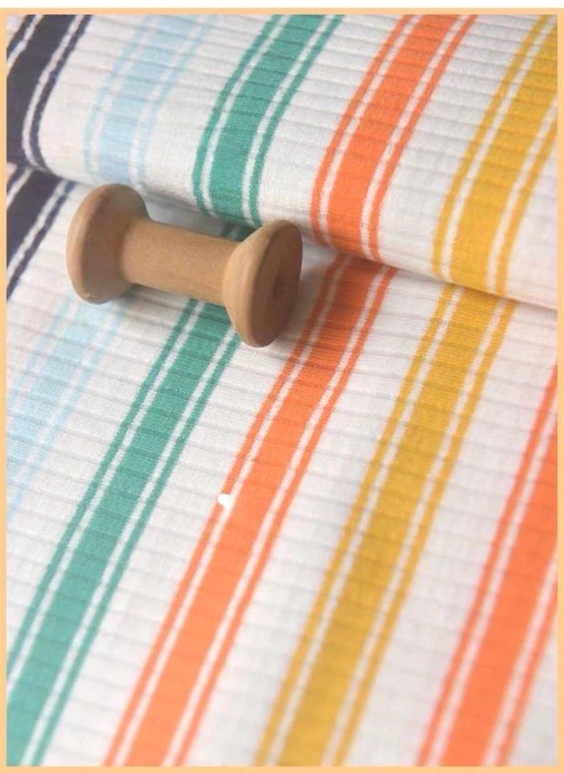 Randigt stickat tyg, stretchtyg, mjukt tyg, sofftyg, stickat tyg, randigt tyg, klänningstyg, tyg på 1/2 yard, klädtyg bild 3