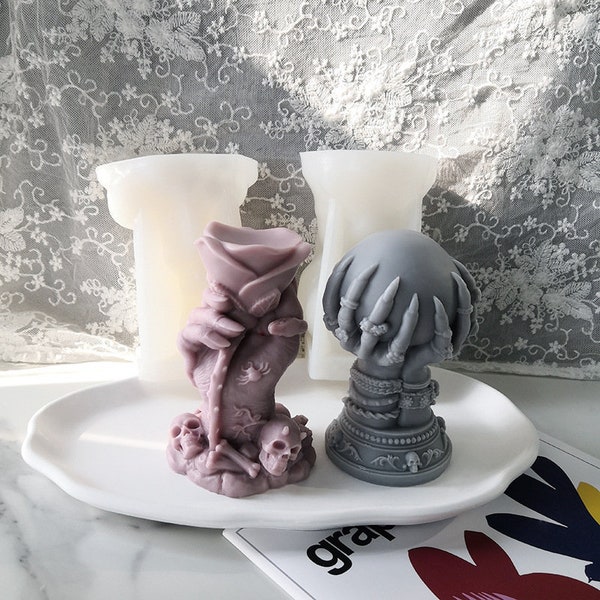 Hands Holder Candle Mold,Witch Candle Mold,Crystal Ball Candle Mold,Halloween Candle Mold,Rose Mold,Silicone Candle Mold,DIY Candle Mold