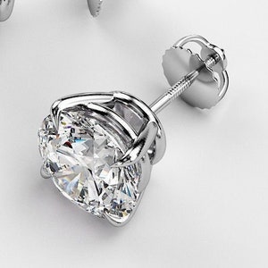 1 Carat Diamond Studs, Dainty Stud Earrings, Delicate Wedding Anniversary Round Beauty Stud Earrings Prongs Setting