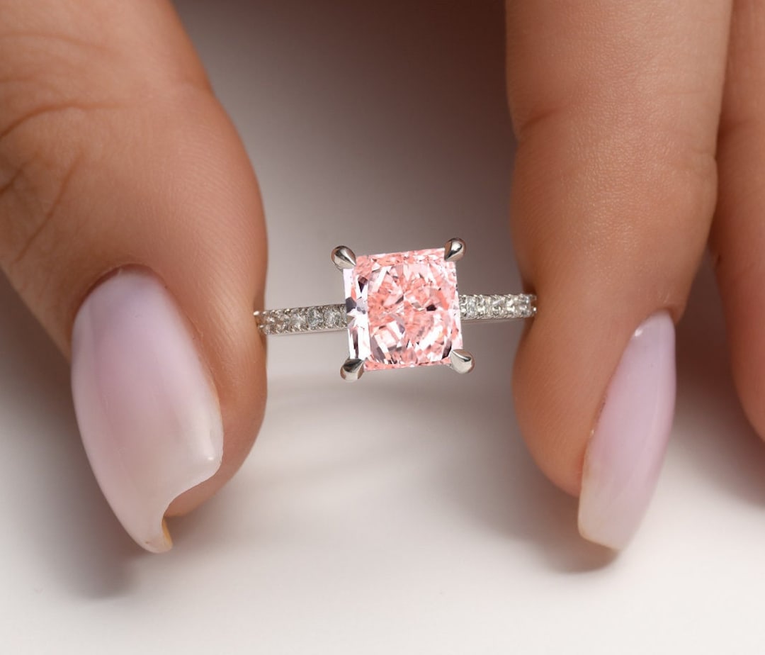 Pink princess cut engagement rings deals