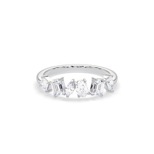 1.5CT Multi Shape Lab Diamonds Einzigartiges Band, Birne / Oval / Smaragd / Marquise Diamant 14K Gold Half Eternity Band