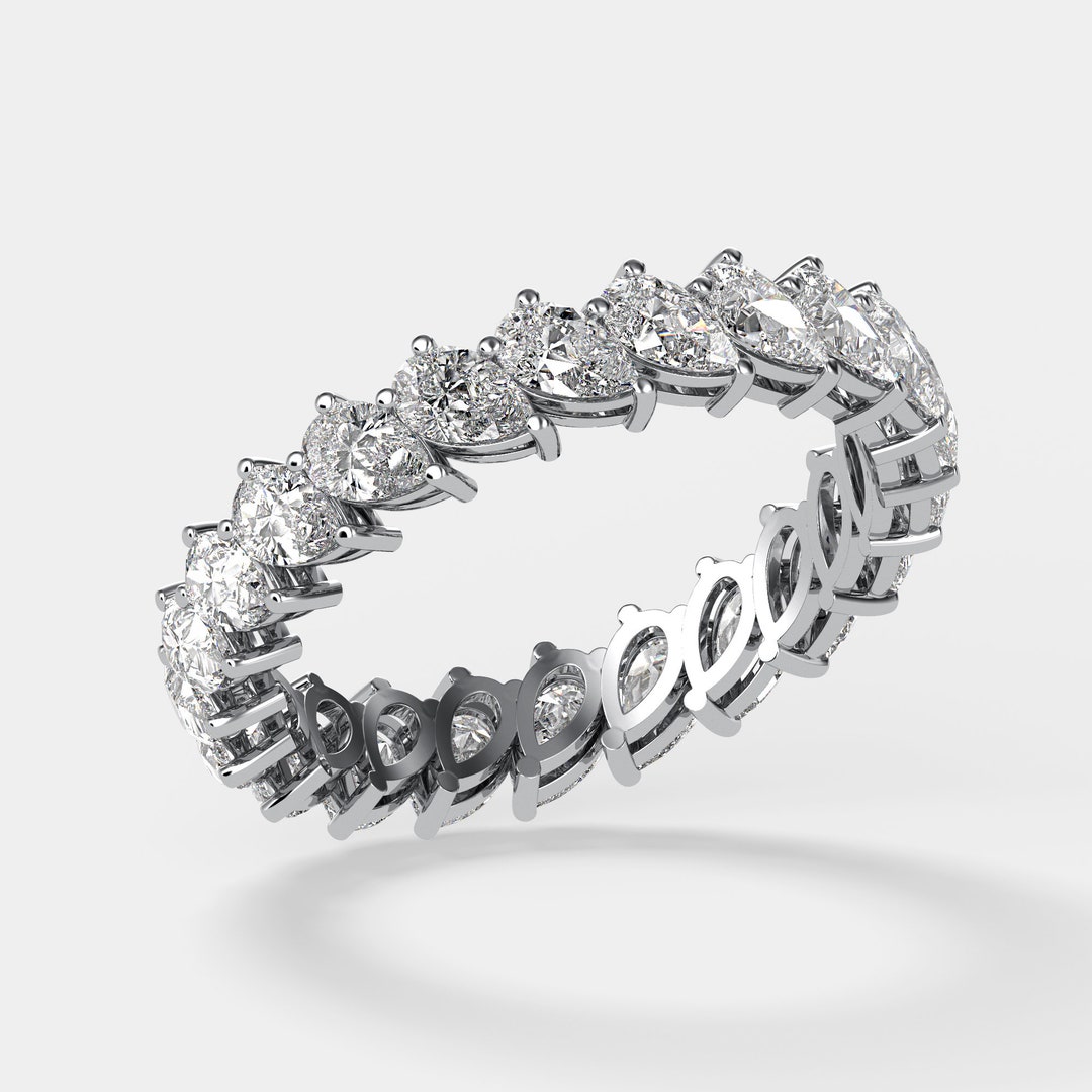 Pears Eternity Ring Art Deco, Pear Diamonds Eternity Band, Multi Pear