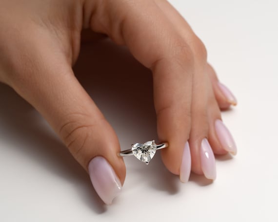 2 Carat Heart Shaped Diamond Solitaire Engagement Ring Etsy