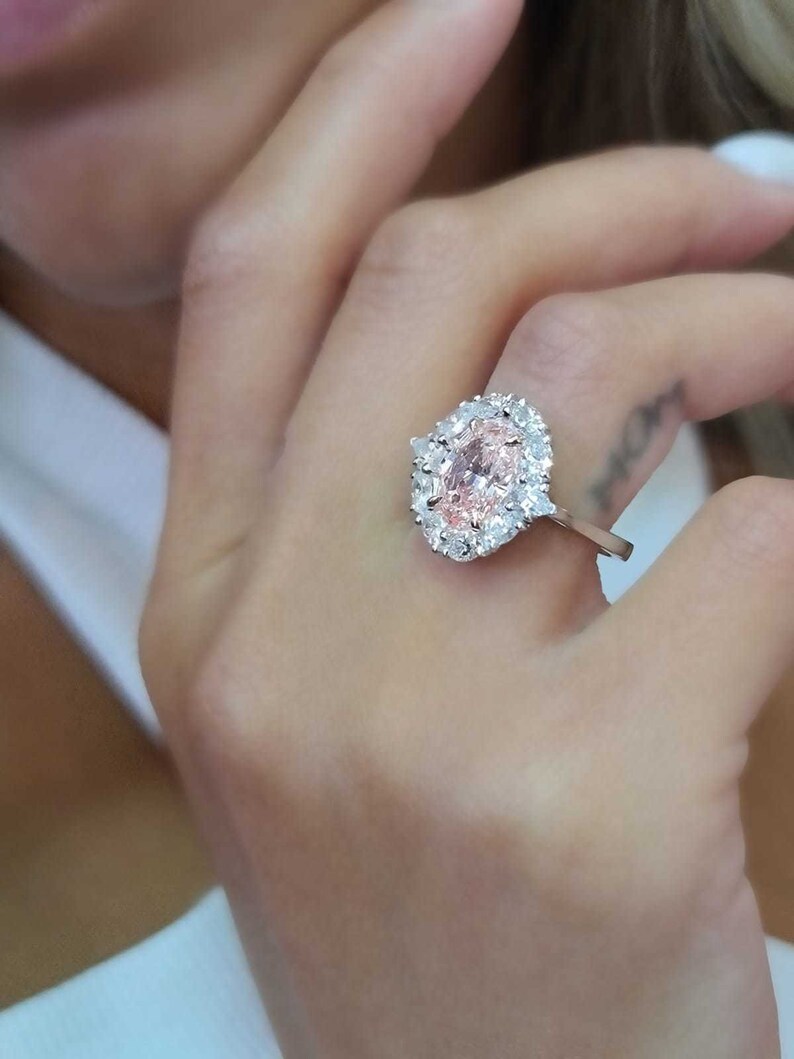 3 Carat Rare Fancy Pink Diamond Oval Ring Pink Lab Diamond Etsy