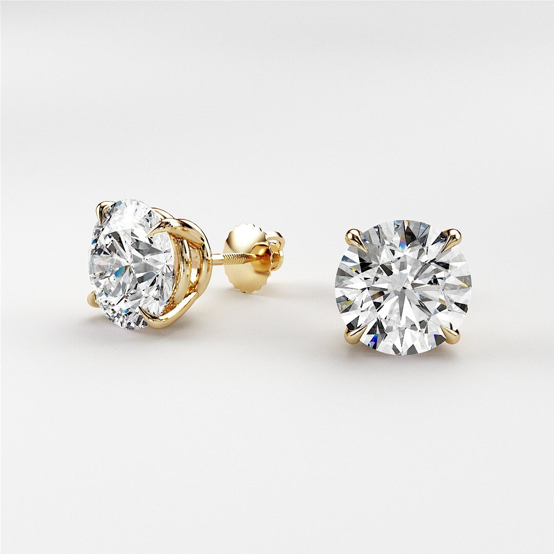 Solid Gold High Quality CVD Lab Diamonds Solitaire Earrings - Etsy