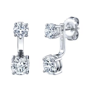 Unique Sparkling 2 Carat Diamond Ear Jacket Anniversary Gift for Women