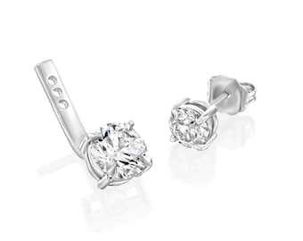 2 Carat Diamond Ear Jacket, Anniversary Gift for Women, 14k White Gold, Lab Grown Diamonds